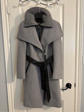 Mackage Nori Wool-Blend Coat with Black Leather Belt